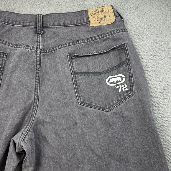 Ecko Unltd Gray Men’s Jeans Baggy Skater Size 40x31 Y2K Loose - Picture 4 of 6
